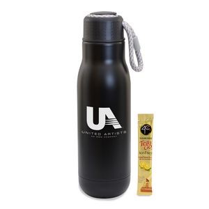 16 Oz. Matte Stainless Steel Insulated Bottle w/Bungee Lid & Iced Tea Packet