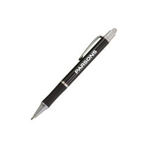 Colored Barrel Grip Click Pen w/Silver Accents