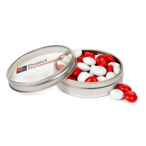 1.5 oz. Color Choice M&M'S® in Silver Tin with Custom Printed Lid