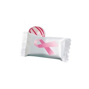 Red Striped Peppermint Candy w/ Stock Pink Ribbon Wrapper