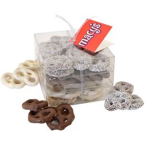 Pretzel Covered Large 3 Way Stack Acetate Tower w/Ribbon & Hang Tag