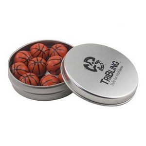 Round Tin with Chocolate Basketballs -1.7 Oz.