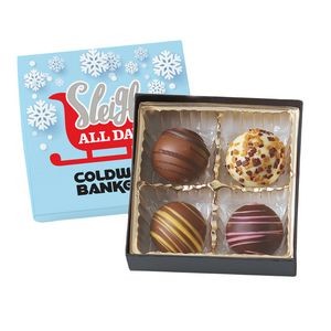4 Piece Chocolate Truffle Gift Box Full Color Lid