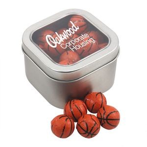 Window Tin w/Chocolate Basketballs