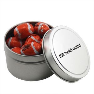 Round Tin w/Chocolate Footballs