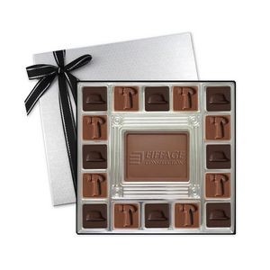 Gift Box w/ 16 Chocolate Squares & Custom Chocolate Centerpiece