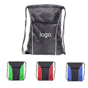 Drawstring Backpack , Zipper Pocket/Drawstring Tote Bag