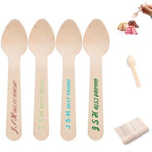 Disposable Wood Brown Spoon With Round Head