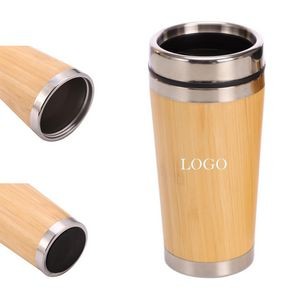 15Oz Stainless Steel With Wood Vacuum Insulated Mug