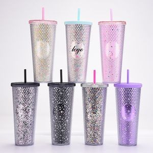 24 Oz Studded Tumbler Straw Cup With Lid