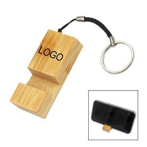 Bamboo Phone Holder W/ Key Chain