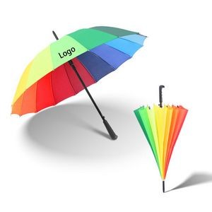 Windproof Large 16 Bone Handle Rainbow Umbrella
