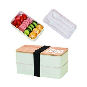 Double Layer Lunch Box With Bamboo Lid