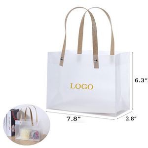 Clear Frosted Plastic Gift Bag With Handle