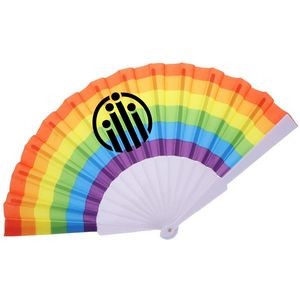 Rainbow Pride Folding Hand Fans For EDM Music Club Event