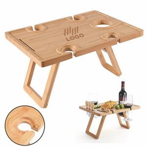 Portable Picnic Table Folding Bamboo Snacks Tray