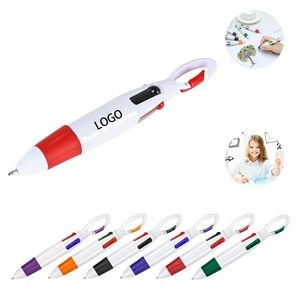 Four Color Ballpoint Pen With Carabiner