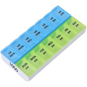 7 Day Pill Box 2 Times a Day Pill Organizer with Braille