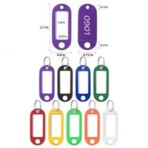 Plastic Key Tags With Split Ring Label Window Assorted Colors