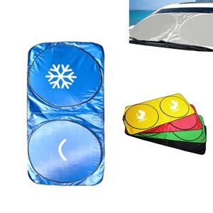 Silver Coating Automobile Front Sun Shield Double Ring Folding Heat Insulation