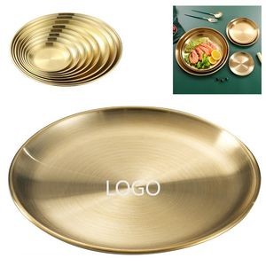 Multiple Sizes Gold Round Stainless Steel Serving Platter