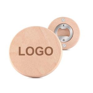 Round-Shaped Wooden Coaster That Doubles As A Bottle Opener