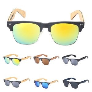 Wood Grain Solid UV400 Sunglasses