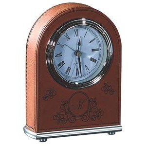 Rawhide Laserable Leatherette Arch Desk Clock