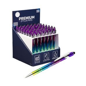 Custom Velvet Stylus Iridescent Pens with Display Box
