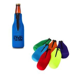 Custom Zip-Up Bottle Cooler/Sleeves w/ 2 Side Imprint