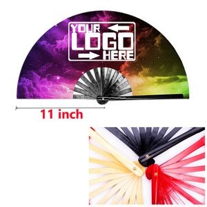 Double Side 11" Bamboo Frame Satin Fabric Kung Fu Clack Fan