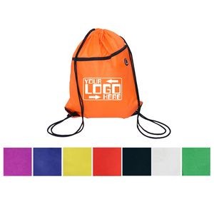 Sport Polyester Drawstring Backpack W/ Zipper