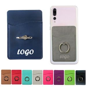 PU Leather Cell Phone Wallet with Ring Grip