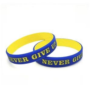 1/2 Inch Color Coated Silicone Wristbands - Ink Injected