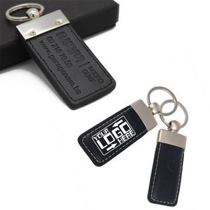 Metal Simulated Leather Strap Key Chain