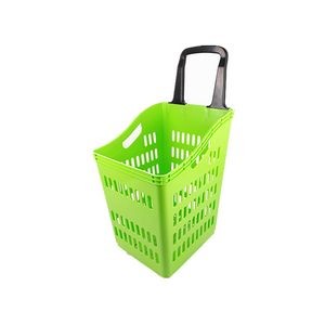 Plastic Shopping Basket Grocery Market Cart With Wheels