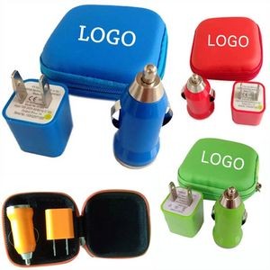 USB Travel Set-Wall Charger & Car Charger Combo