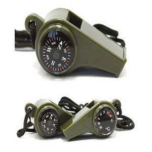 3-in-1 Compass Thermometer Whistle with Lanyard