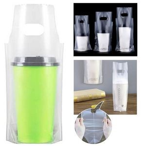 1 Cup Clear Cup Carrier Bag with Handle for Delivery