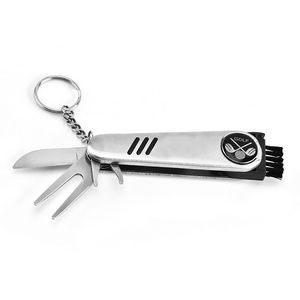 Multi-Purpose Stainless Steel Golf Tool with Keychain