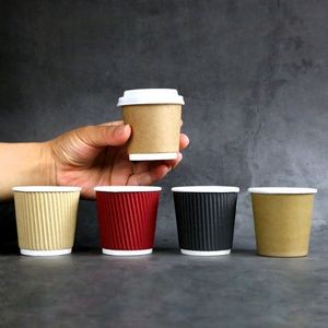 Insulated Kraft Ripple Wall Disposable To Go Paper Coffee Cups