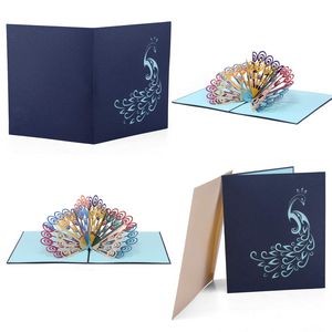 Colored Peacock Pop up Card