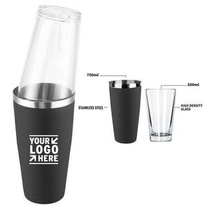 17oz and 23oz Stainless Steel Boston Shaker with Glass cup