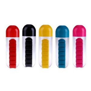 Plastic Water Bottle With Pill Organizer