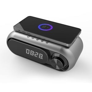 Bedside Radio Alarm Clock Speaker with QI Wireless Charger