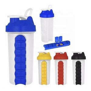Shaker Water Bottle with Pill Box