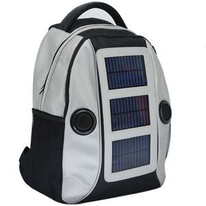 Solar backpack with speakers
