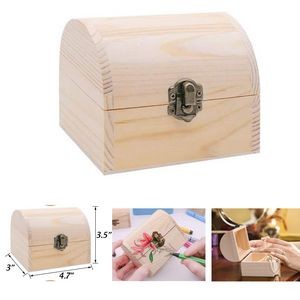 3 x 4.7 x 3.5 Inches Unfinished Natural Wood Color Wooden Treasure Chests Boxes