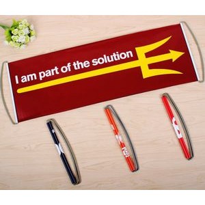 Hand rolling flag scrolling banner