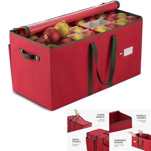 Large Christmas Ornament Storage Box with Dual Zipper Closure